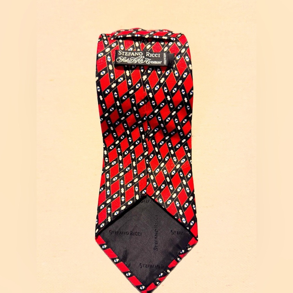 Stefano Ricci Red and Black Diamond Pattern Tie